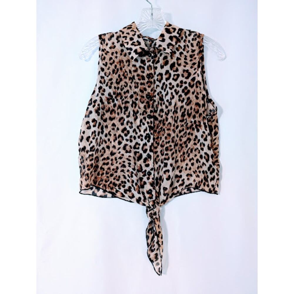 Papaya, animal print shear, tie front top size small mobwife gangstergirl Y2K